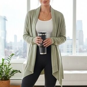 Lululemon $148 XL Cashlu Knit Wrap Meditation Cardigan Sweater Green